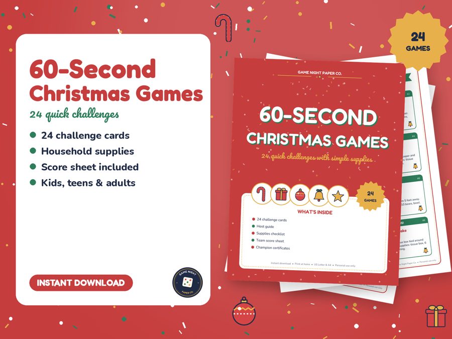 Christmas 60-Second Challenges printable preview