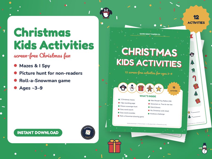 Christmas Kids Activity Pack printable preview
