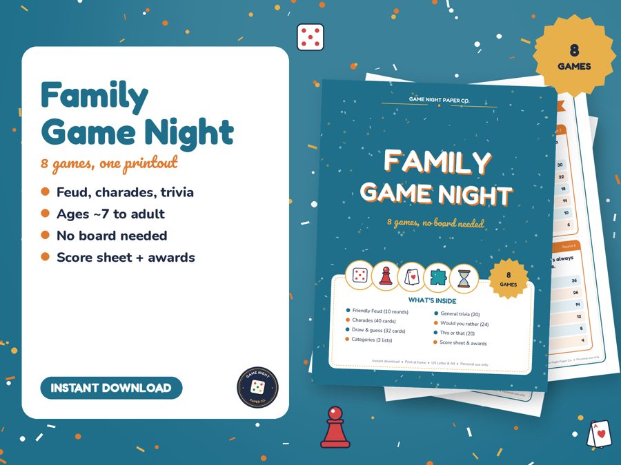 Family Game Night Pack printable preview