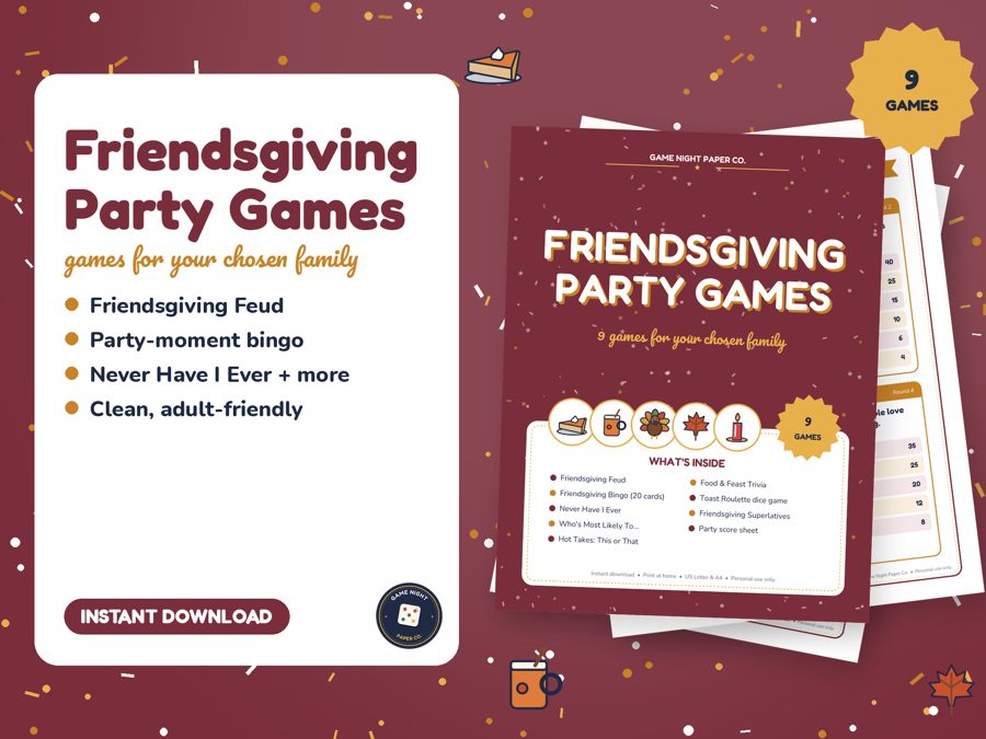 Friendsgiving Party Games printable preview
