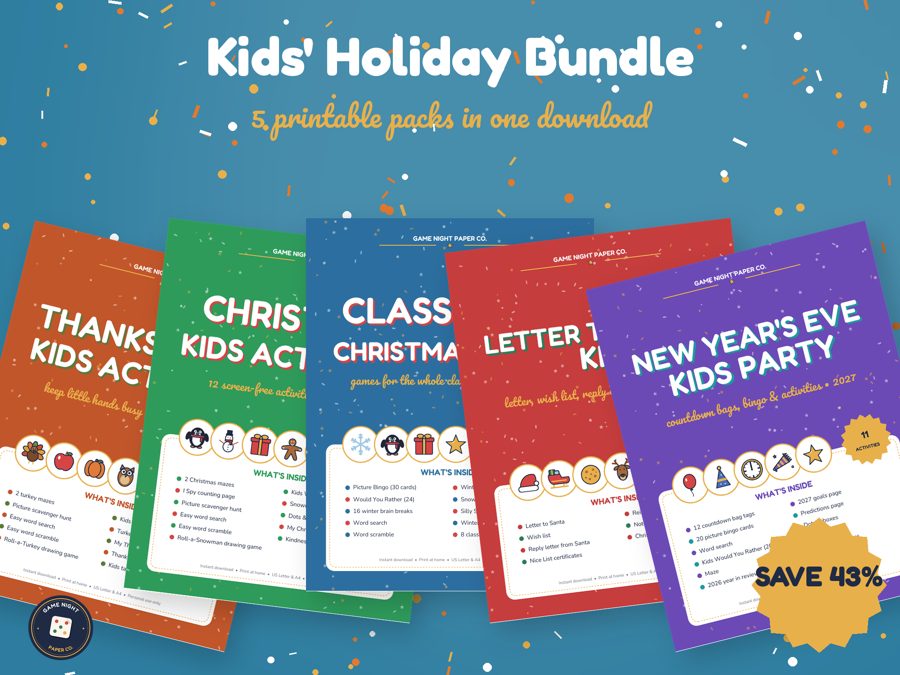 Kids' Holiday Activity Bundle (5 Packs) printable preview