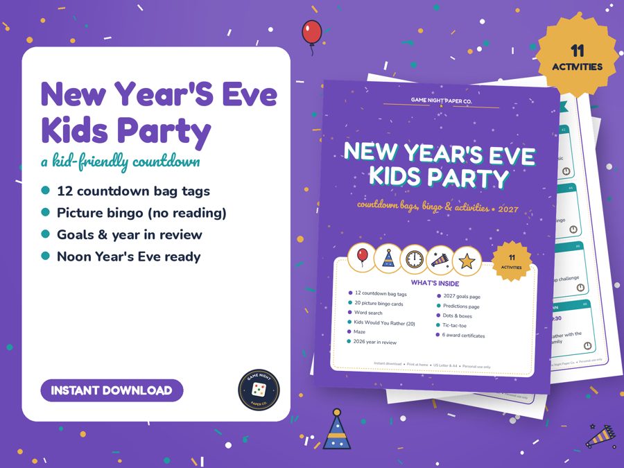 New Year's Eve Kids Party Pack printable preview