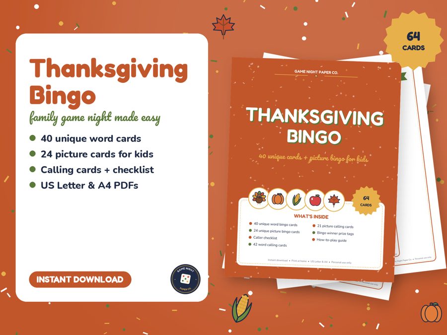 Thanksgiving Bingo printable preview