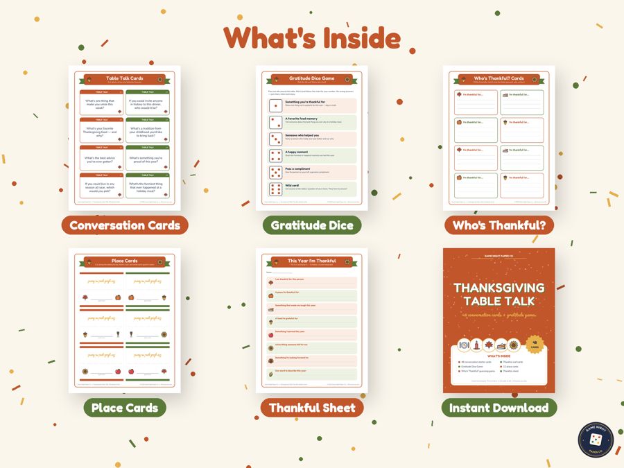 Thanksgiving Table Talk & Gratitude Cards preview
